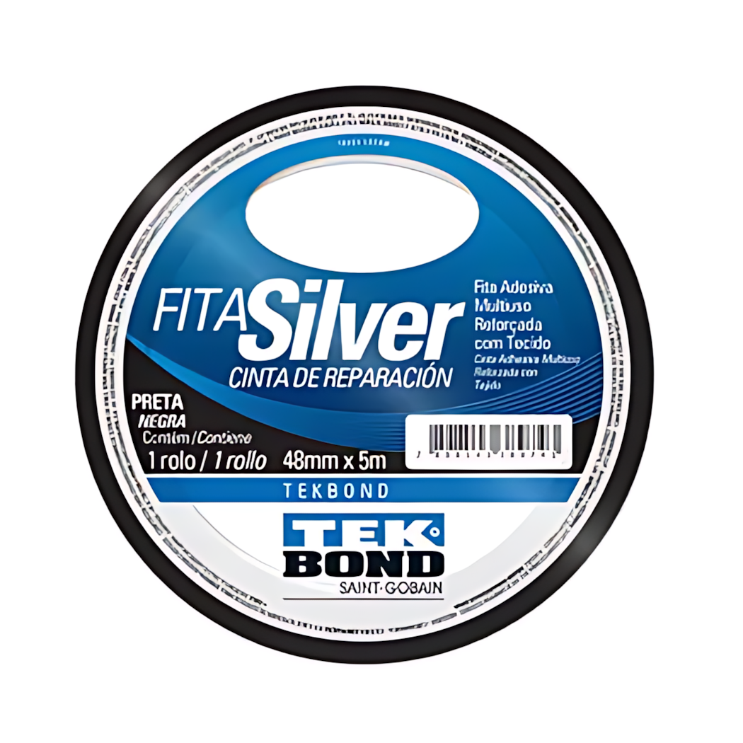 FITA ADESIVA PRETA MULTIUSO (SILVER TAPE) 48mm x 5m - TEKBOND