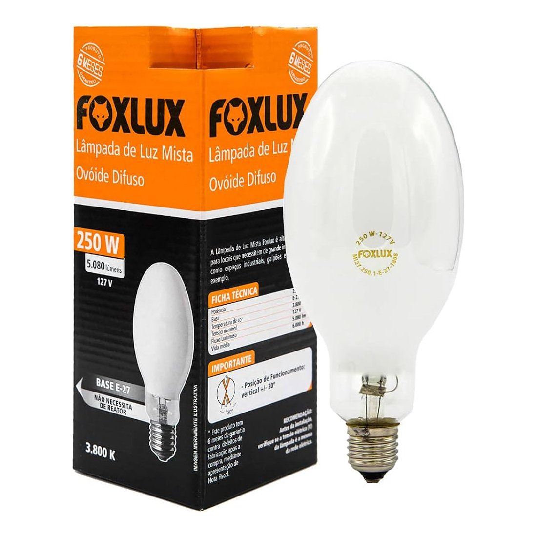 LÂMPADA DE LUZ MISTA 250W - 220V - E27 - FOXLUX