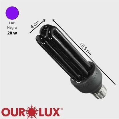 LÂMPADA LUZ NEGRA FLUORESCENTE 3U OUROLUX 20W - 127V