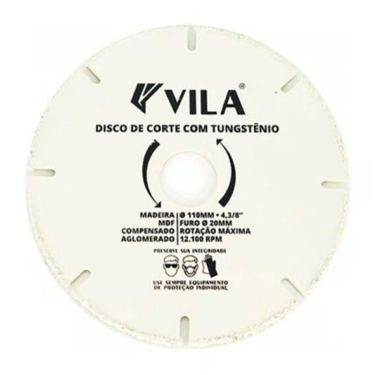 DISCO DE CORTE P/ MADEIRA DE TUNGSTÊNIO 110mm - VILA