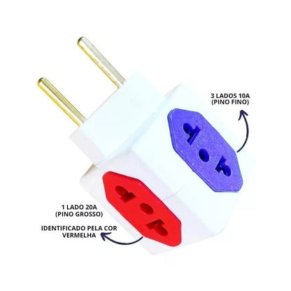 PINO ADAPTADOR DE 4 SAÍDAS CUBO 10A/20A