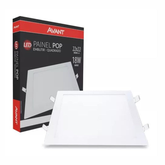 PLAFON DE EMBUTIR COM PAINEL EM LED 18W 6500K - AVANT