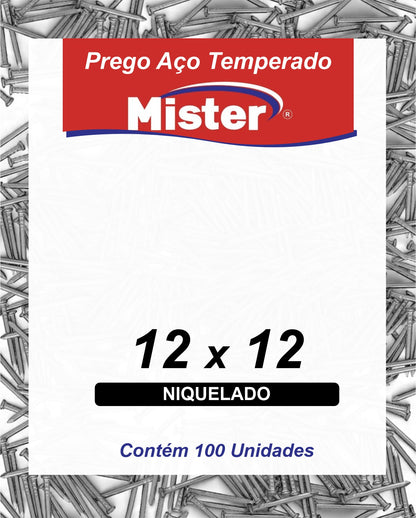 PREGO DE AÇO TEMPERADO NIQUELADO 100un - MISTER