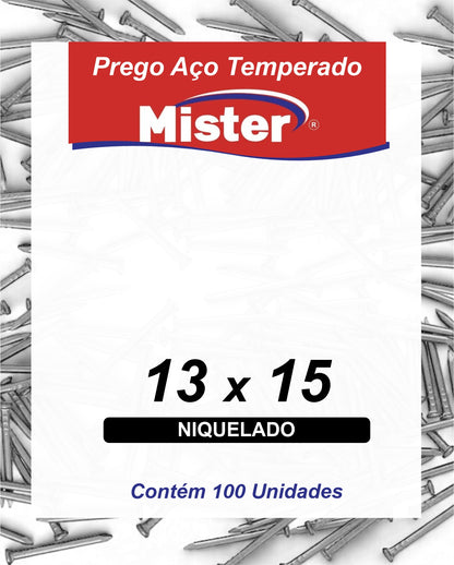 PREGO DE AÇO TEMPERADO NIQUELADO 100un - MISTER