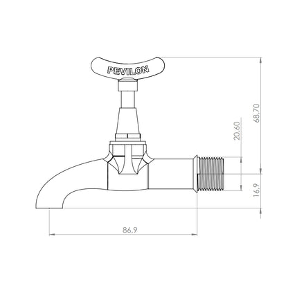 TORNEIRA DE TANQUE AMARELA DE 3/4" - PEVILON