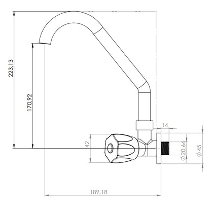 TORNEIRA DE COZINHA DE BICA MÓVEL P/ PAREDE C-50 - PEVILON