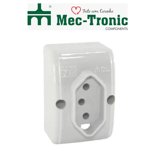 TOMADA EXTERNA DE SOBREPOR 2P+T 10A BRANCO - MECTRONIC