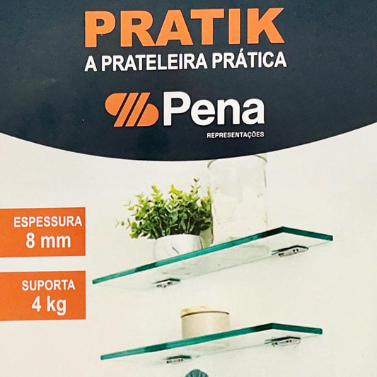 KIT PRATELEIRA PRÁTICA EM VIDRO 8MM - PRATIK