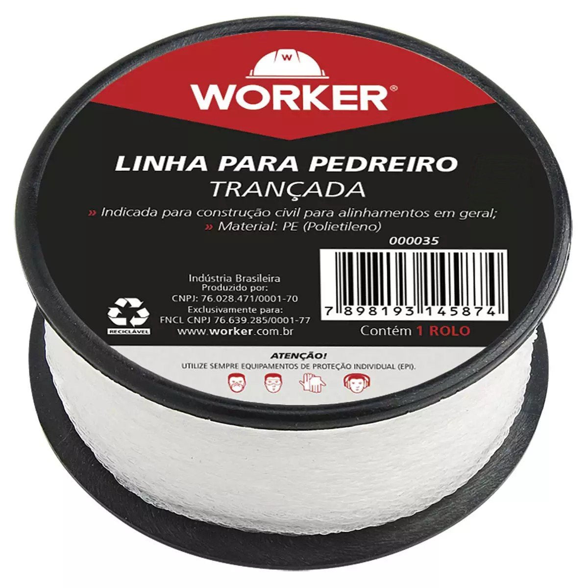 LINHA DE PEDREIRO NYLON TRANÇADO BRANCA - WORKER